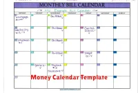Money Calendar Template