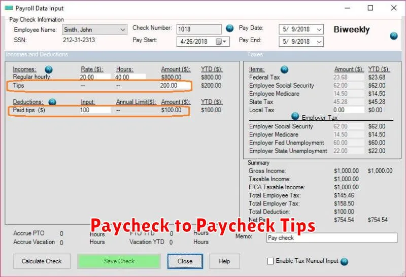 Paycheck to Paycheck Tips